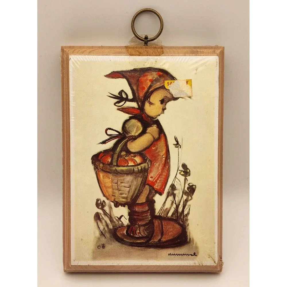 Vintage Evans Retro Wool Plaque Kitschy Kids Wall Art Decor Umbrella Kiss‎